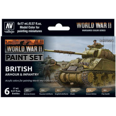 Model Color Set WWII British Armour & Infantry (6)